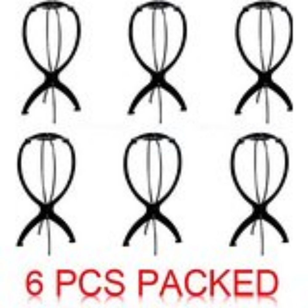 6 pack of black portable wig stands
